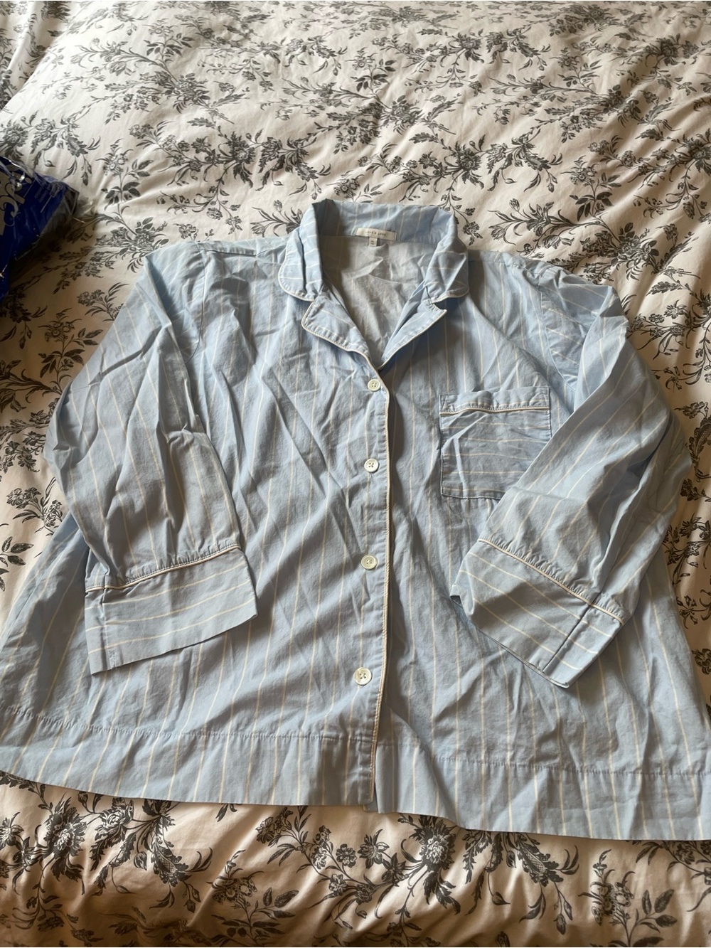 Women's Light Blue Striped Pajama Top